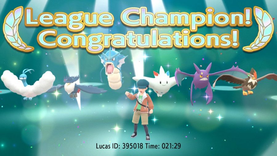  Entering the Sinnoh Hall of Fame with only flying types in "Pokémon Brilliant Diamond."
