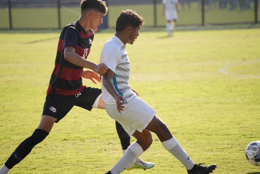 Alex Barragan chases a Falcons defender after losing the ball in a 1-1 draw Oct. 11.