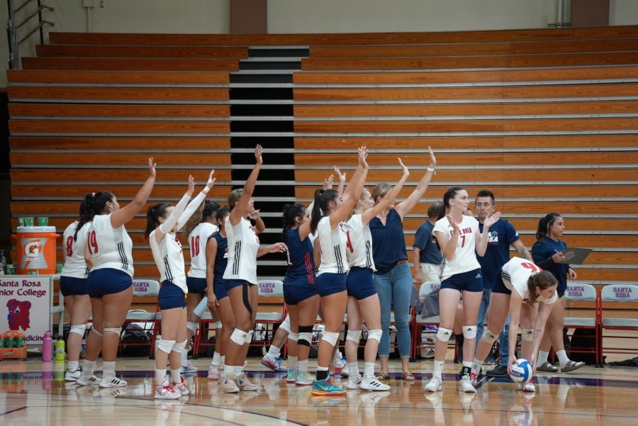 Bear Cubs wave the opposing team goodbye after securing their third win.
