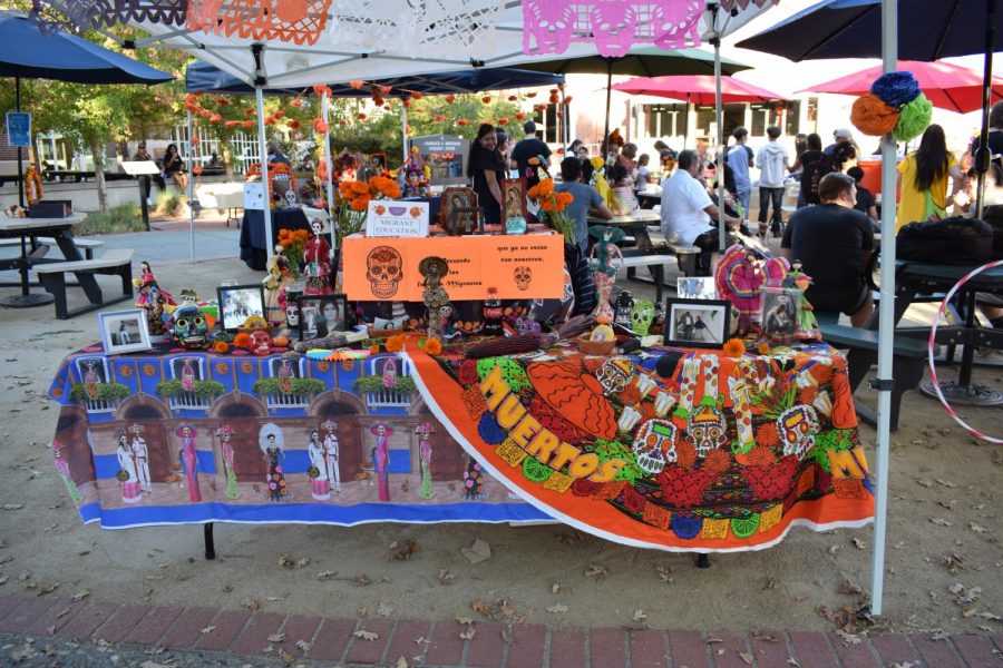 An altar created by the SRJC high school equivalency program, a program designed to help migratory and seasonal farmworkers obtain the equivalent of a high school diploma to gain employment or begin postsecondary education.