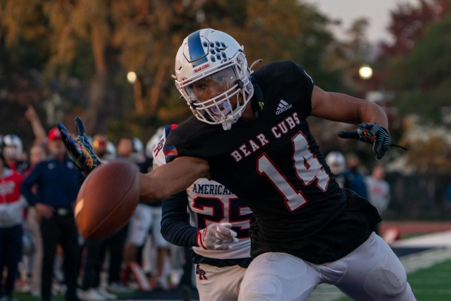 Santa Rosa Junior College wide receiver Andre Duvall nearly catches an overthrown ball by quarterback Santino Chavez against American River College on Saturday, Oct. 29, 2022 in Santa Rosa.