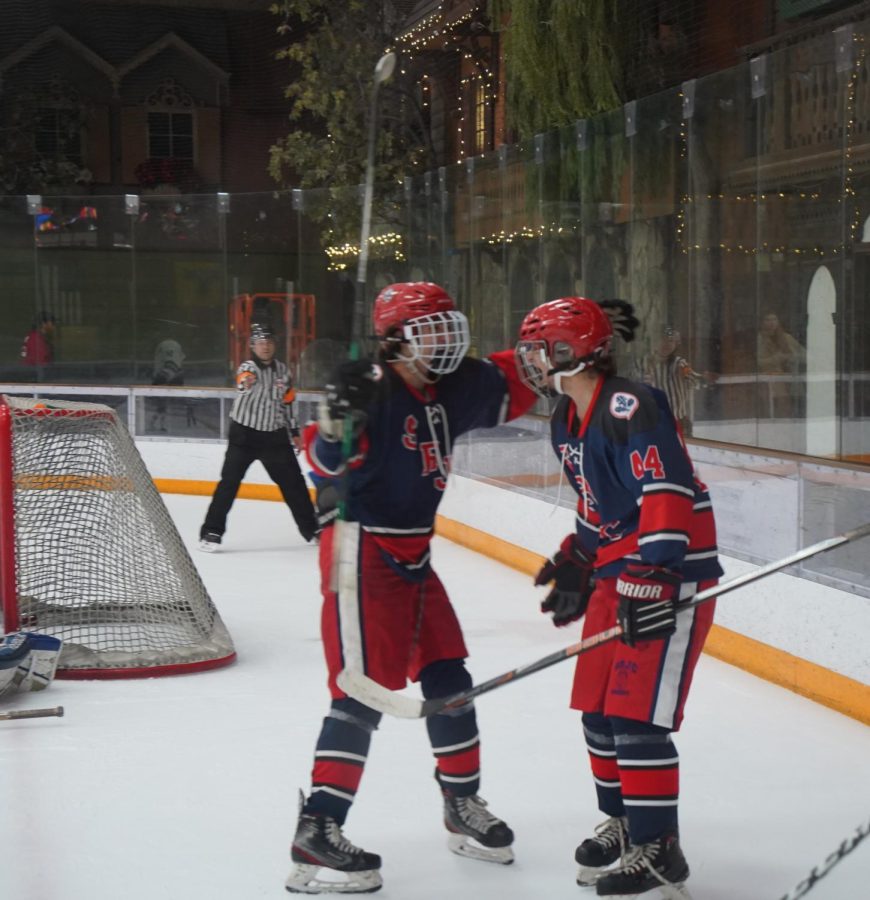 Rookie forward Logan Koop scores his first goal for the SRJC Polar Bears versus UC Davis Oct. 14.