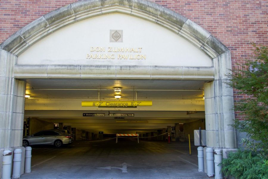 The Zumwalt Parking Garage's lower levels are now blocked off due to catalytic converter thefts.