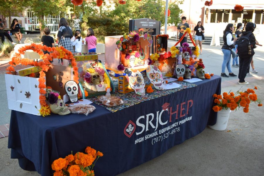 A colorful altar created by students and families in the SRJC high school equivalency program. 