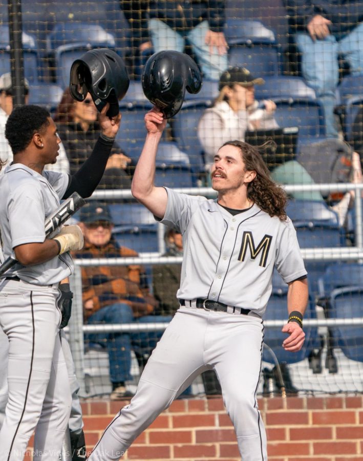 College of Marin utility man Lucas Schaefer celebrates after hitting a home run against the Bear Cubs on Friday, Feb. 10, 2023 in Santa Rosa. 