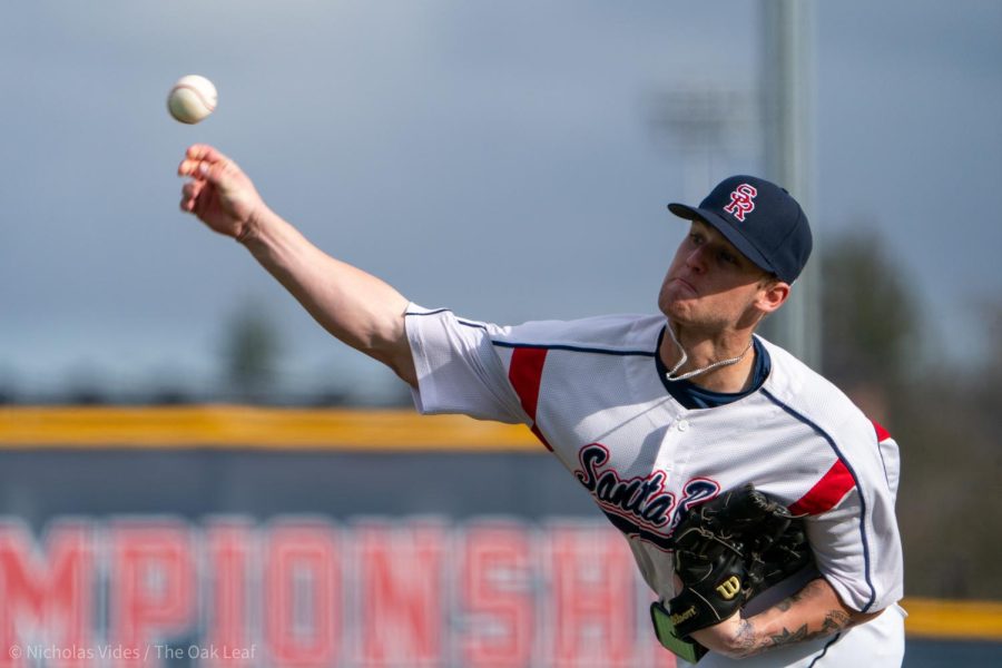 Bear Cubs outfielder/pitcher Jake McCoy throws a shut-down sixth inning, showing off his two-way durability against College of Marin on Friday, Feb. 10, 2023 in Santa Rosa.