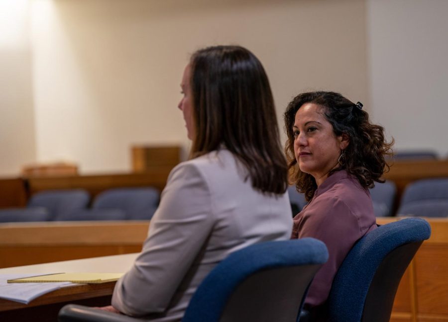 Hilleary+Zarate+listens+to+her+lawyer%2C+Amy+Chapman%2C+argue+in+her+defense+against+Jan.+10%2C+2022+felony+drug+charges+during+a+preliminary+hearing+in+Sonoma+County+Superior+Court+on+March+8%2C+2023.+An+enhancement+charge+was+dropped%2C+but+primary+charge+proceedings+will+continue+on+Friday%2C+March+17.
