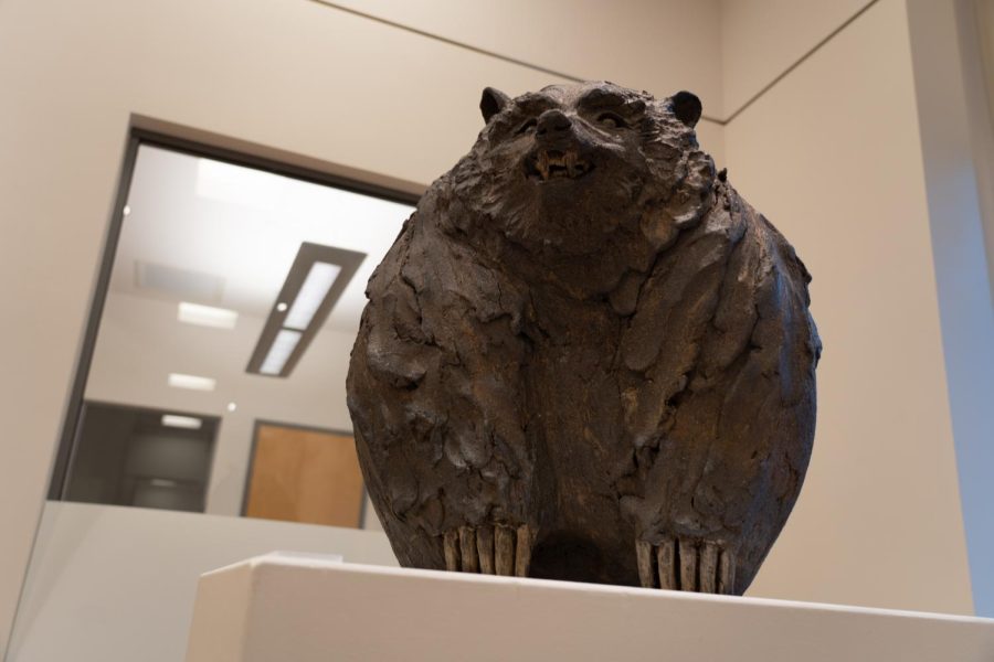 Sculptures, paintings and  photographs fill the Robert F Agrella Gallery at SRJC's 2023 Faculty art show, which runs through March 30. (Photo by Sam Guzman)