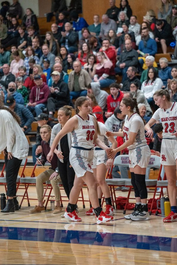 Guard Taylor Iacopi substitutes out of the game during the second quarter against Laney College Saturday, March 4 in Santa Rosa.