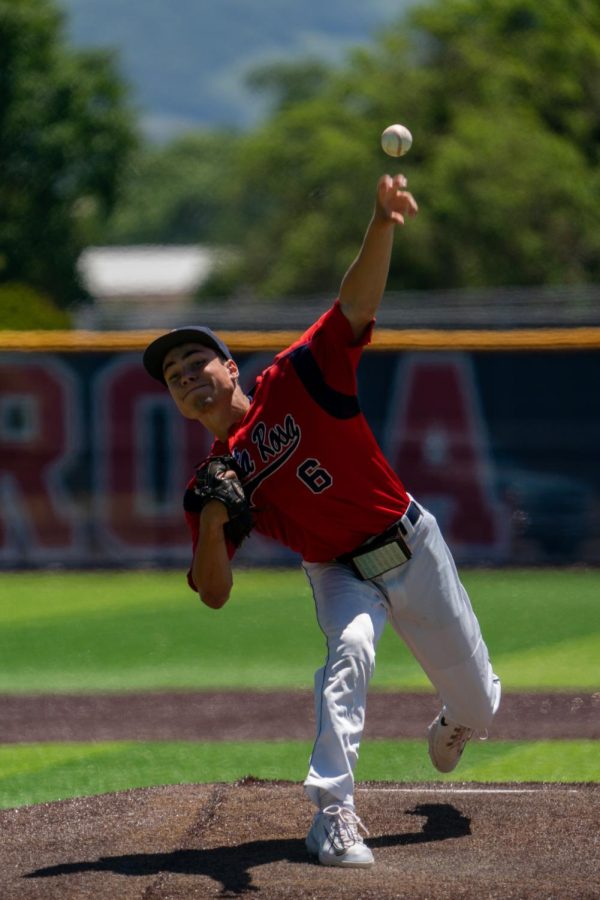 Bear Cubs pitcher Evan Johnson throws a shut out eight innings against Reedley College on Friday, May 12, 2023 in Santa Rosa.