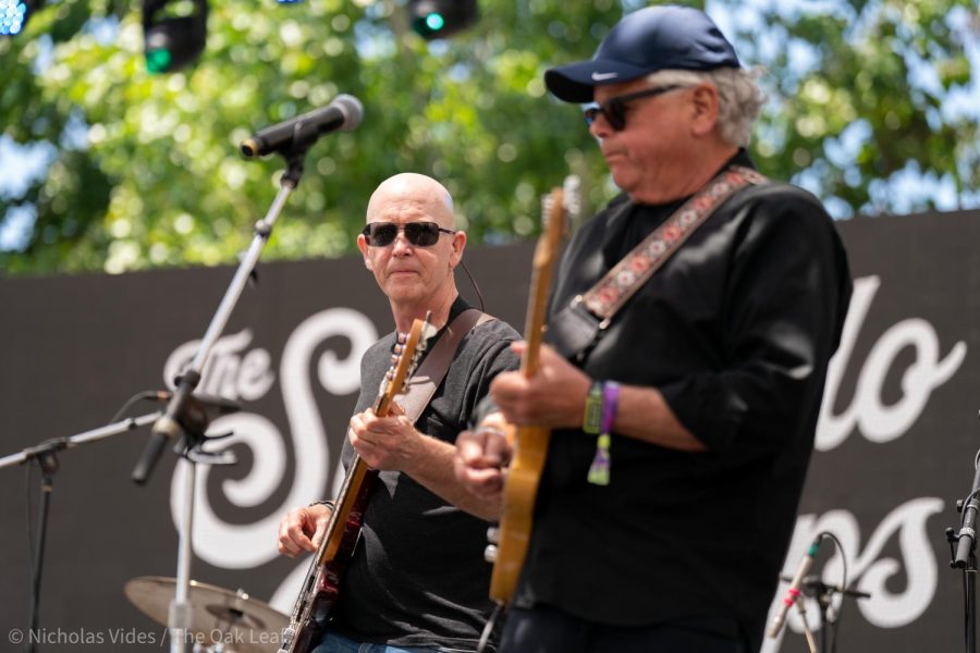 Jack Hines, left, and Jeff Gargiulo, right, of The Silverado Pickups play their bands hit song “Wine Country Cowboy” on the Allianz Stage at BottleRock Napa Valley on Saturday, May 27, 2023.