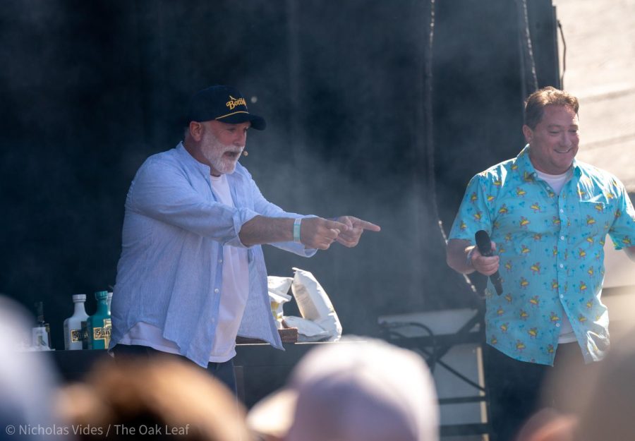 Chef José Andrés fires up the crowd while walking out onto the Williams Sonoma Culinary Stage at BottleRock Napa Valley on Saturday, May 27, 2023.