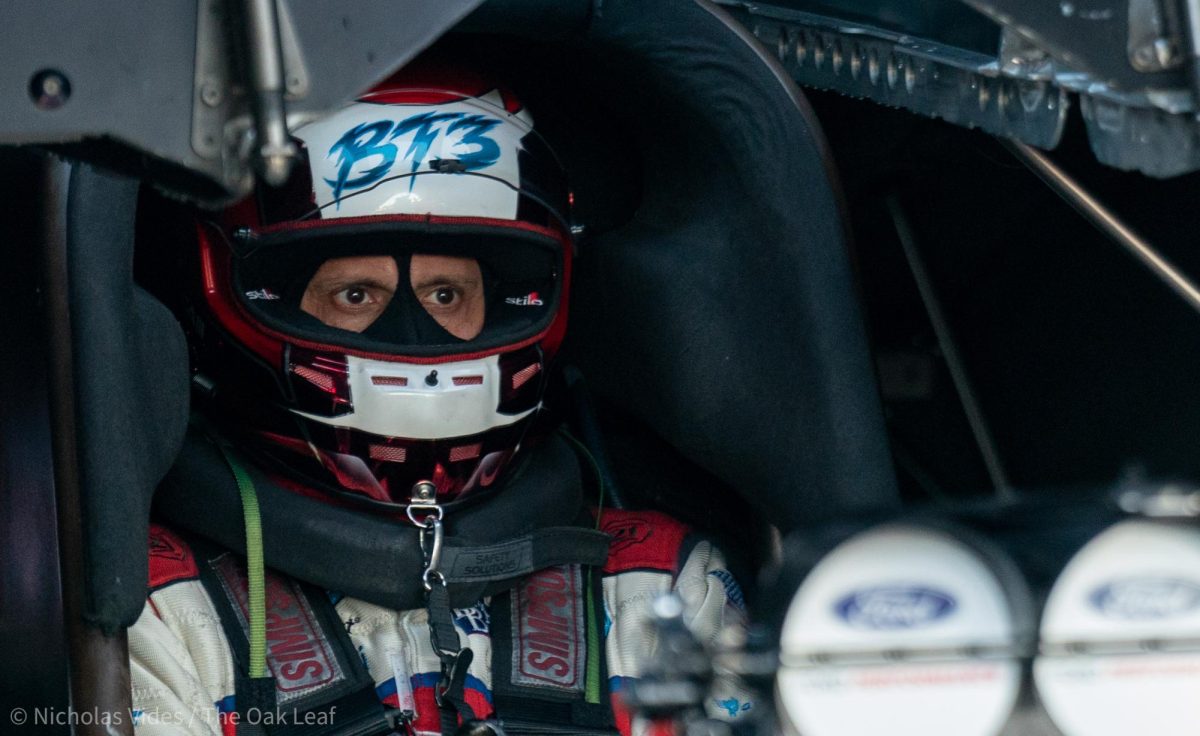 Funny Car Driver Bob Tasca III locks in before his run on Friday, July 28, 2023 at Sonoma Raceway.