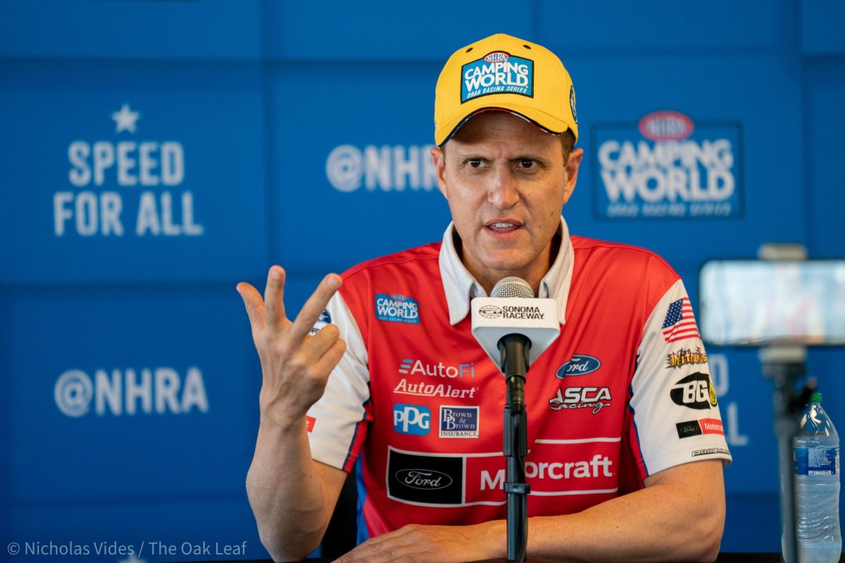 Funny Car Driver Bob Tasca III claims the coveted Yellow Hat pole position heading into Sundays finals on Saturday, July 29, 2023 in Sonoma.