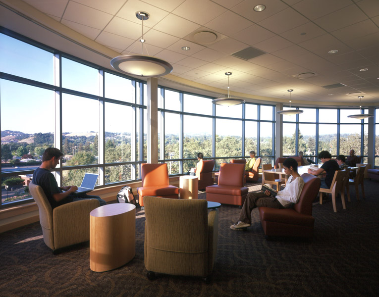 Students read in the afternoon light in Doyle Library at the start of the Fall 2022 semester.