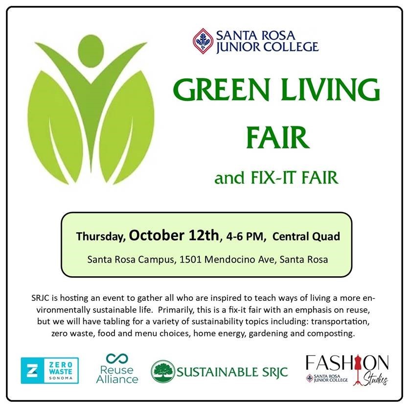 The Green Living and Fix-It Fair will run from 4-6 p.m. Oct 12 at the Bertolini Quad and provide student and staff attendees with information on sustainability and minimizing their environmental footprint.