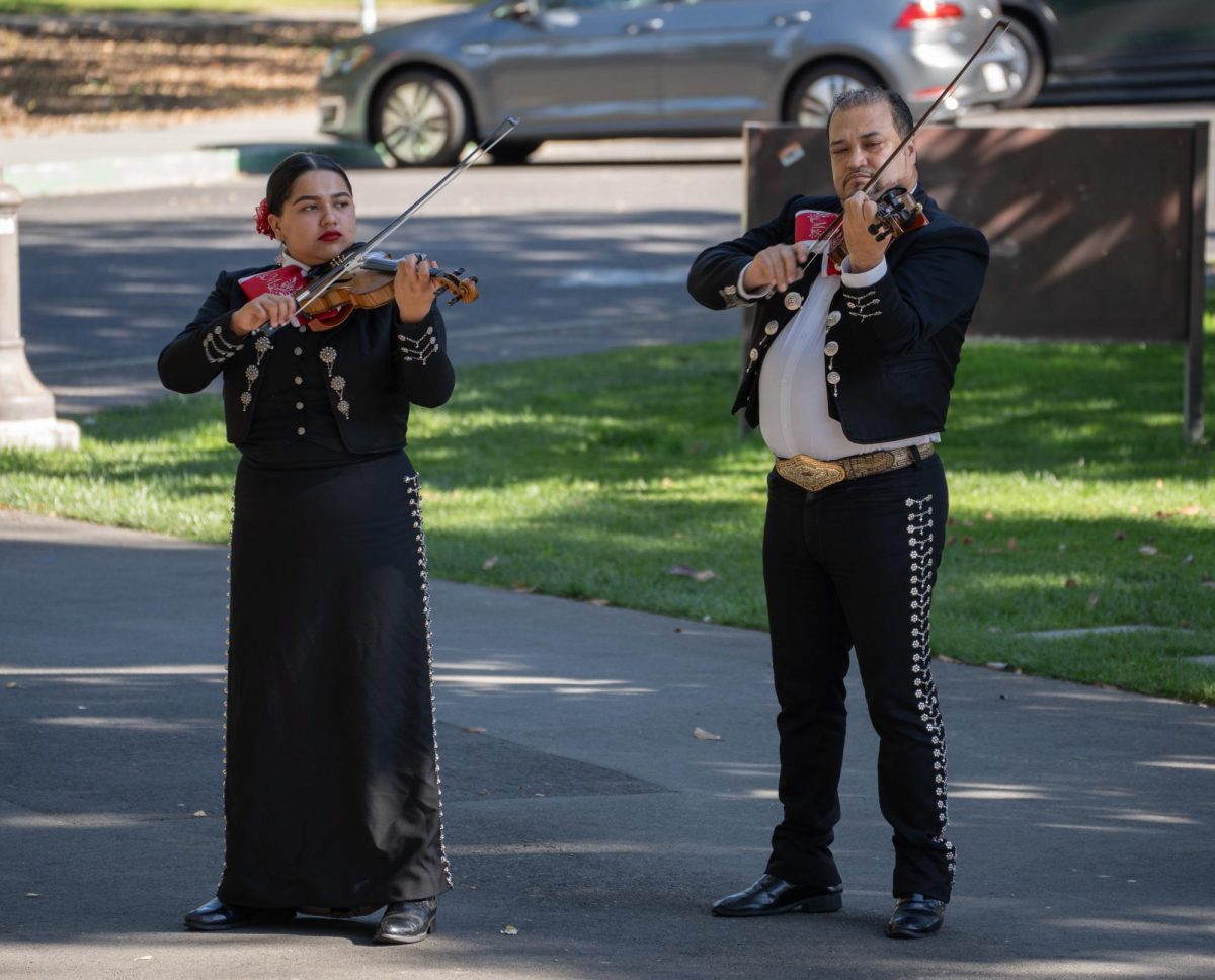 Mariachi Jalisco de Miguel Orozco welcomed guest with music for Dr. Angelica Garcias investiture ceremony on Friday, Oct. 20, 2023 outside of Burbank Auditorium.
