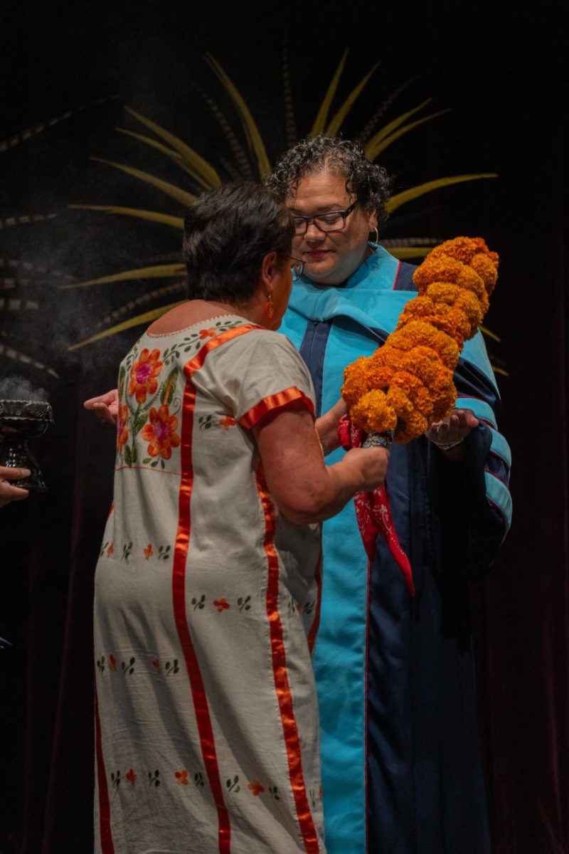 Dr. Garcia receives a blessing ceremony from Danza Xántotl at her investiture ceremony on Friday, Oct. 20, 2023 in Santa Rosa Junior College.