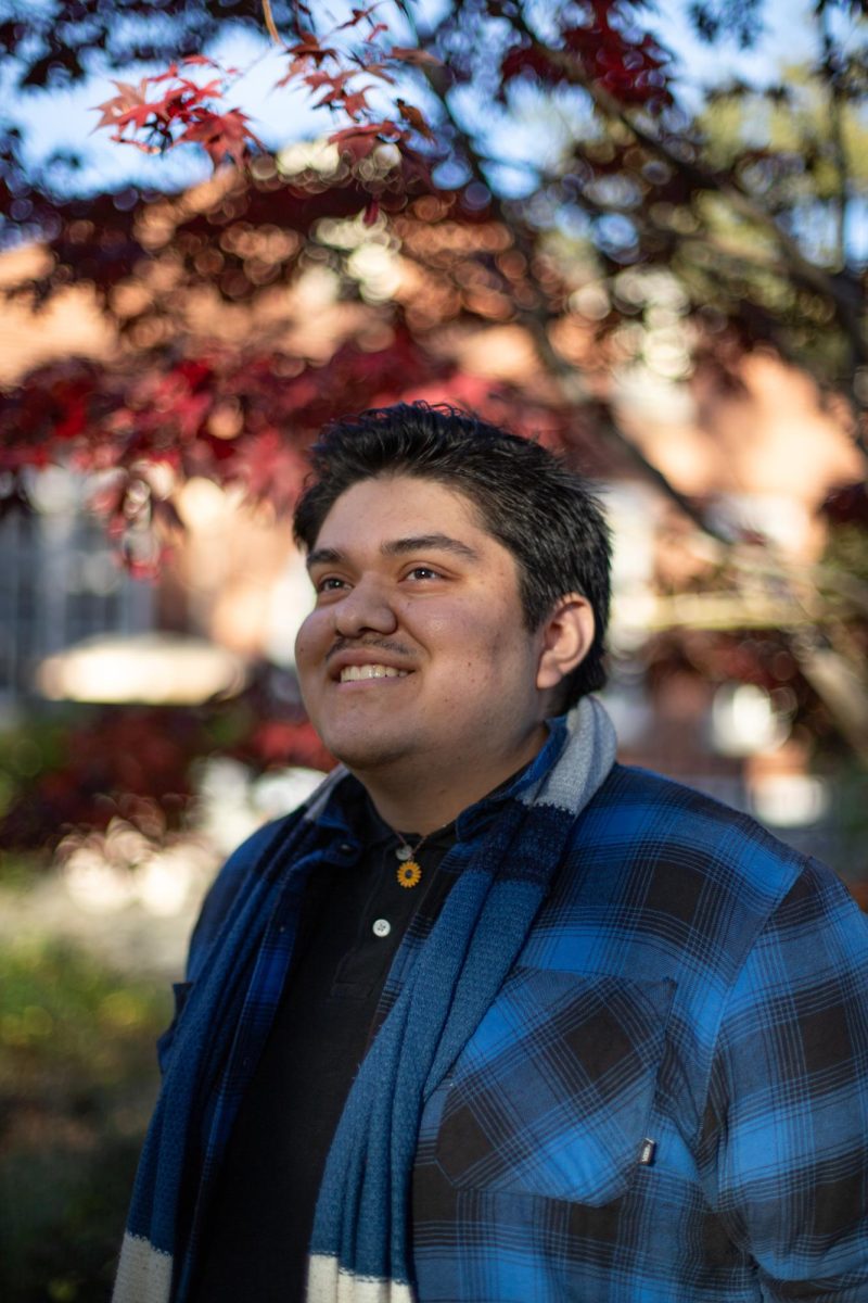 First-gen Santa Rosa Junior College student Max Millan reflects on his DACA journey in Heritage Plaza on campus. Seeking a career in public health, Millan is guided by ancestors’ sacrifices, his parents’ endurance and his accepting North Bay Area community.
