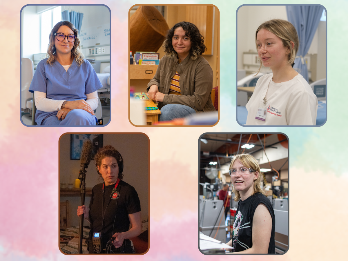 Five SRJC students tell the Oak Leaf how they selected their majors and what they hope to accomplish in their careers. Clockwise from top left: Sarah Barnett, nursing; Gabriela Andrade, psychology; Meghan O'Leary, nursing; Langley Durham, mechanical engineering; Mandy Miller, filmmaking.