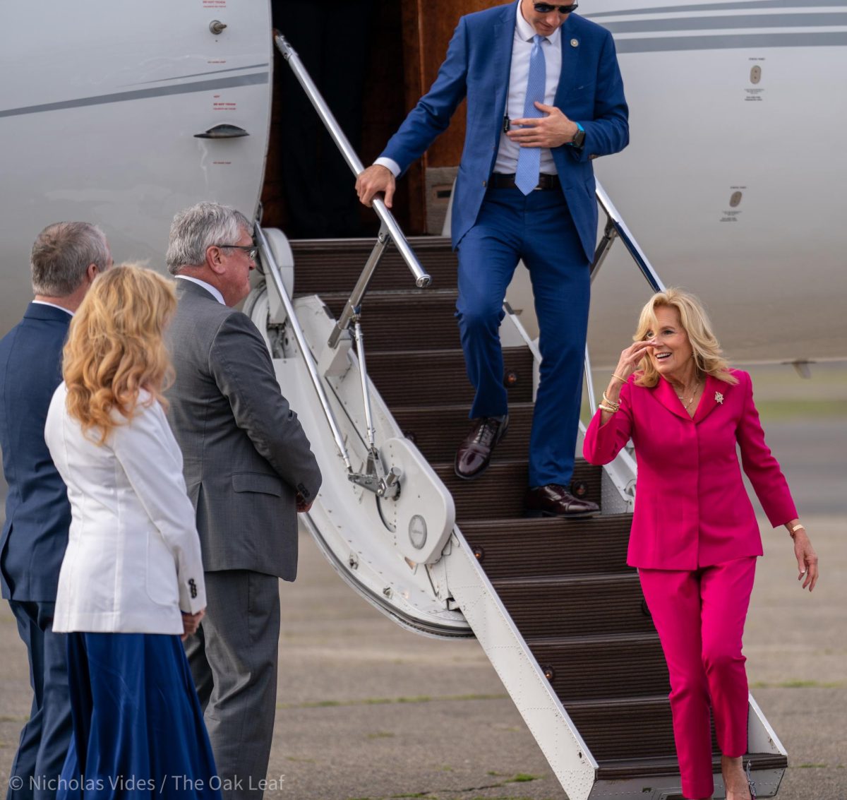 First Lady Dr. Jill Biden lands at the Charles M. Schulz-Sonoma County Airport for a Biden Victory Fund campaign stop on Thursday, Jan. 18, 2024 in Santa Rosa. 