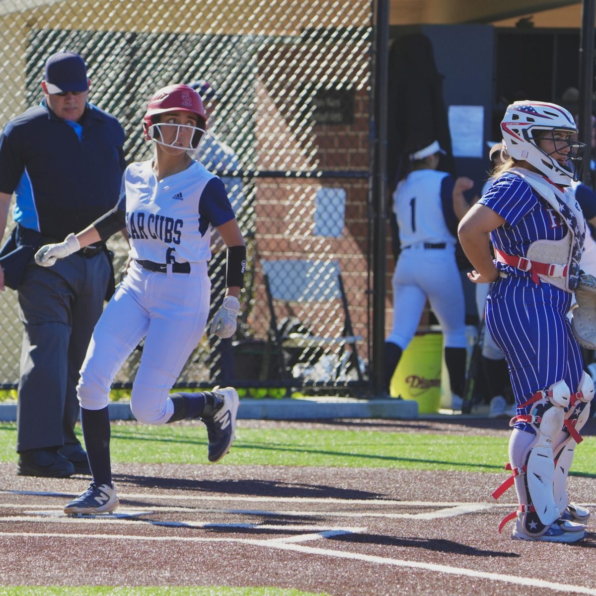 Esperanza Marquez scores a run against West Hills Coalinga at Santa Rosas Marv Mayes Field Feb. 10, 2024.