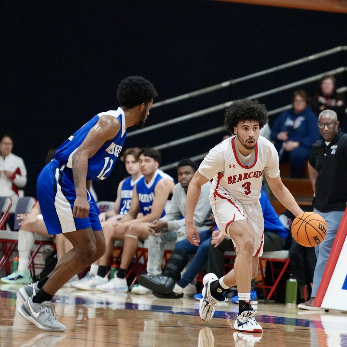 Chris Holley takes possession against Modesto at Santa Rosa’s Haehl Pavilion Feb. 20, 2024.