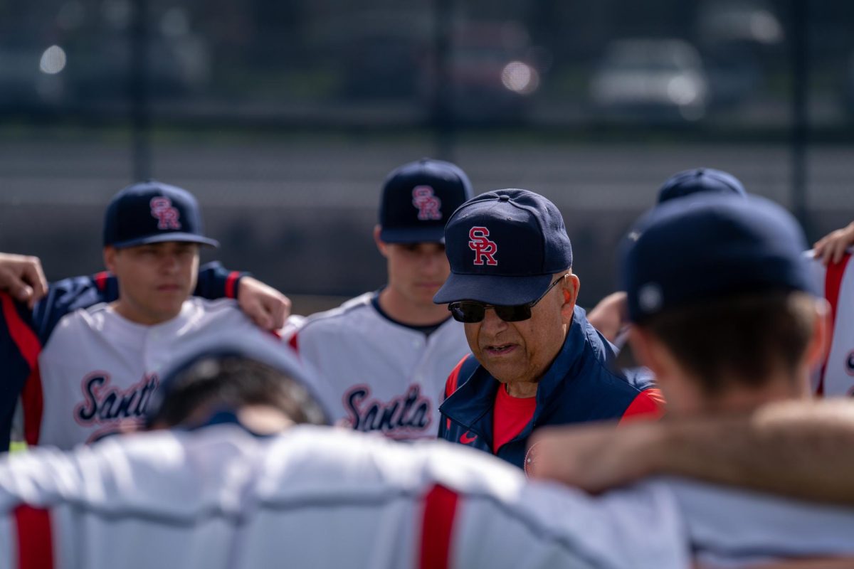 Bear Cubs assistant coach Tom Francois amps his team up before their game against Sierra College on Friday, Feb, 2, 2024 in Santa Rosa.