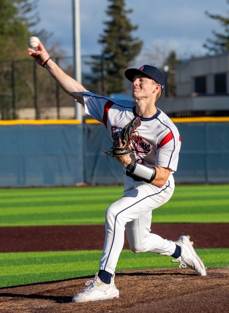 Bear Cubs infielder/pitcher Aidan Lombardi makes quick work of Sierra College during the top of the ninth inning on Friday, Feb. 2, 2024 in Santa Rosa. 