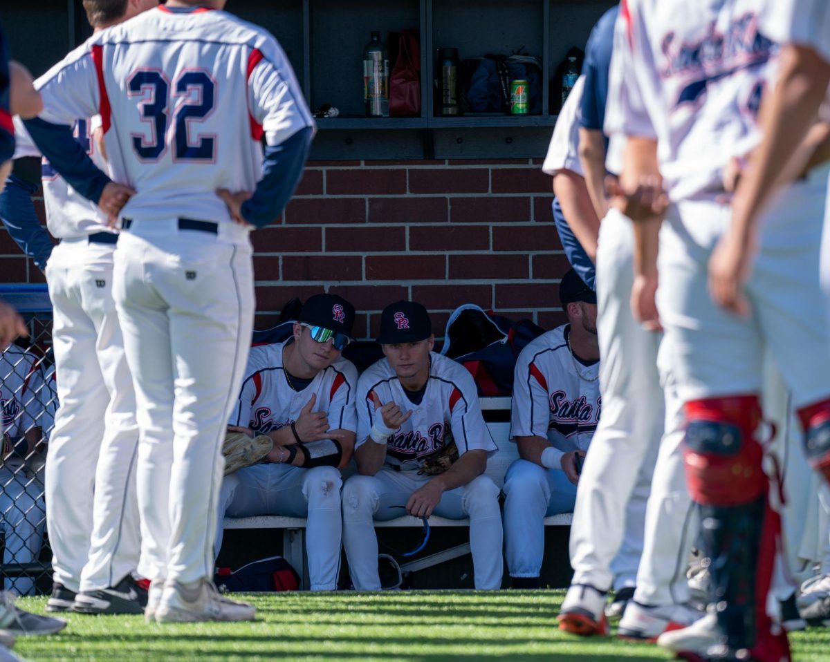 Bear Cubs infielder and pitcher Aidan Lombardi, left, and Quinn Medin, right, are all smiles before their game against Folsom Lake on Tuesday, Feb. 28, 2024 in Santa Rosa. 