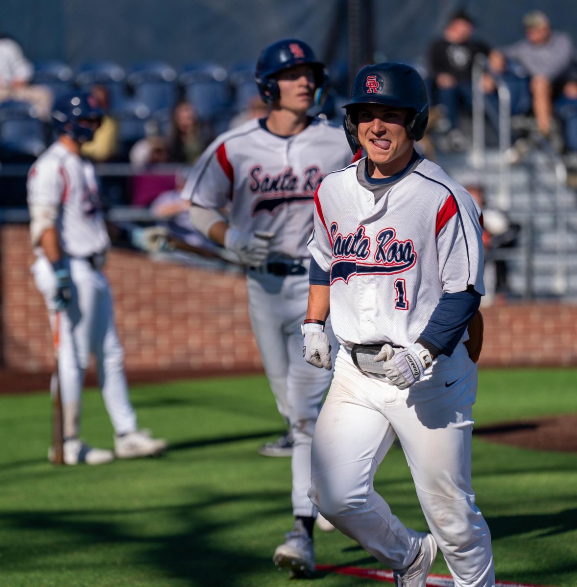 Bear Cubs outfielder Alex Leopard celebrates his two-run home run against Folsom Lake during the bottom of the third inning on Tuesday, Feb. 27, 2024 in Santa Rosa.