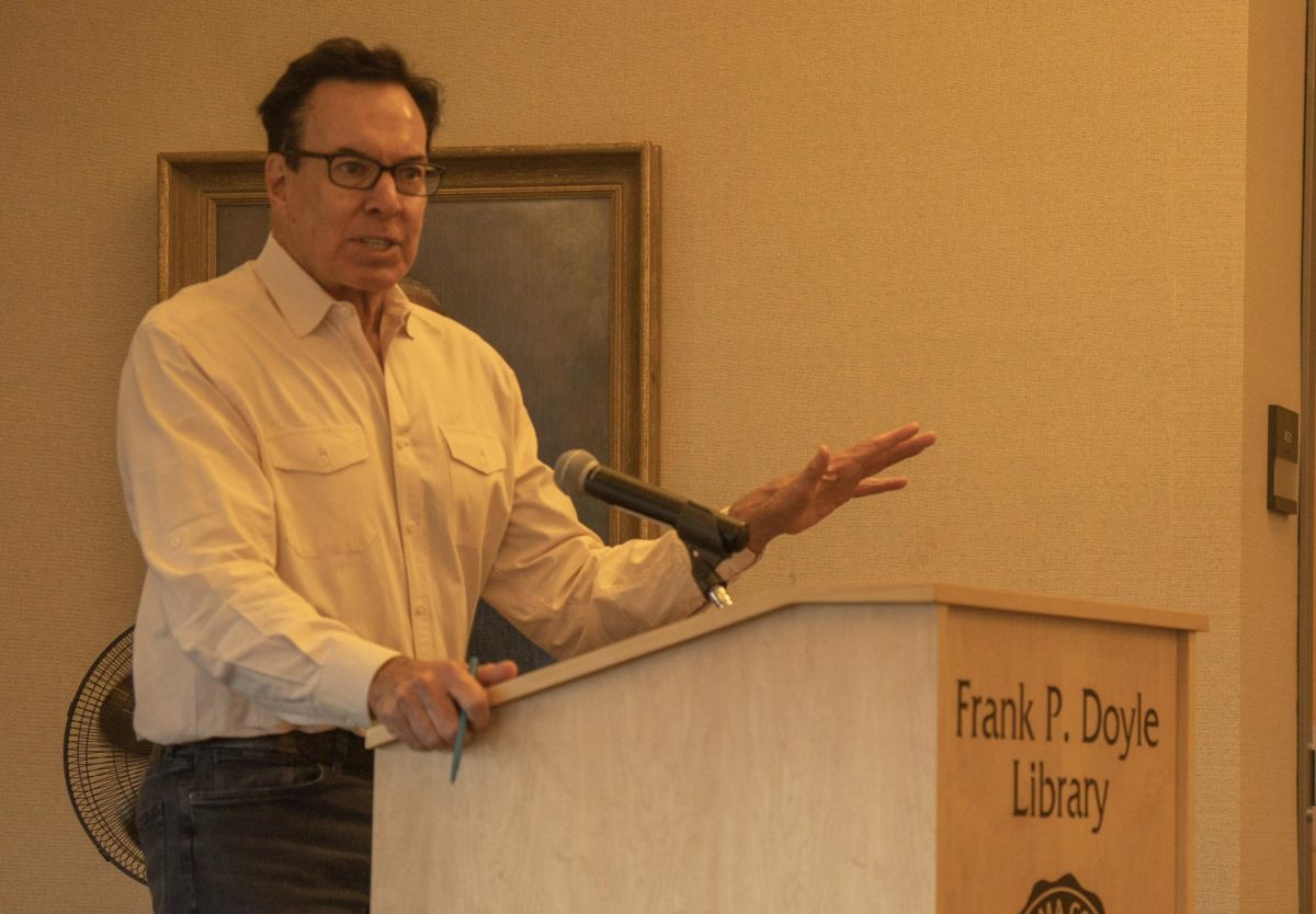 Greg Sarris, writer and chairman of the Federated Indians of Graton Rancheria, said we won’t survive the oncoming impact of climate change without the indigenous knowledge of Native American elders at SRJC’s Doyle Library March 4, 2024. 