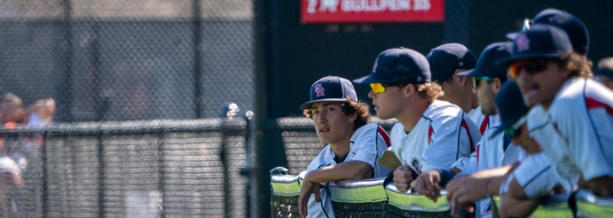 Bear Cubs pitcher Jordan Giacomini, far left, watches reliever Luke Schat warm up after taking the mound against Cosumnes River College on Tuesday, March 26, 2024 in Santa Rosa. 