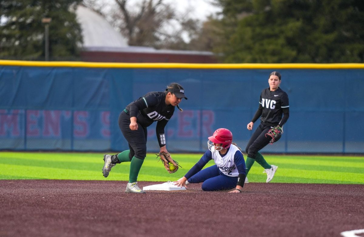 Mallory OKeefe advances to second base at the bottom of the first inning against Diablo Valley College at Santa Rosa’s Marv Mayes Field, Tuesday, March 12, 2024.