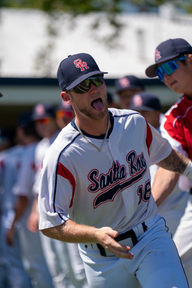 Bear Cubs outfielder Jake McCoy is geared up for his game against Modesto Junior College on Thursday, April 11, 2024 in Santa Rosa.