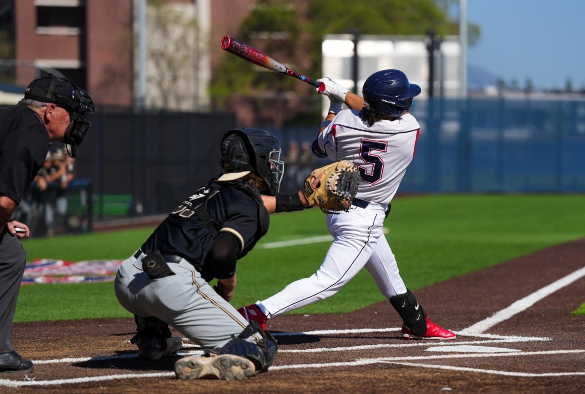 Gabe Henschel hits a single to left field in the bottom of the ninth inning, securing a walkoff for Santa Rosa against San Joaquin Delta at Santa Rosa’s Cook Sypher Field on Tuesday, April 2, 2024.