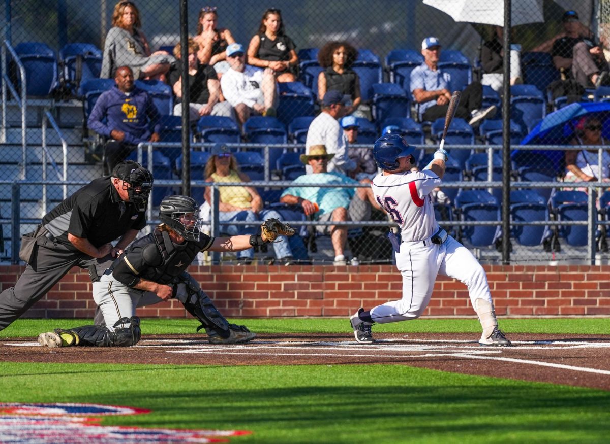 Jake McCoy hits a single to left field in the bottom of the ninth against San Joaquin Delta at Santa Rosa’s Cook Sypher Field on Tuesday, April 2, 2024.