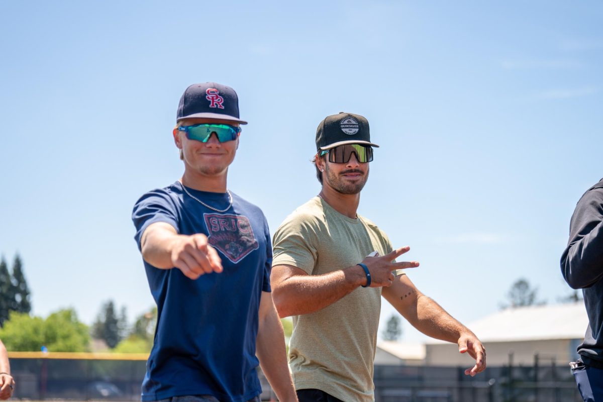 Quinn Medin, left, and Michael O'Daniel, right, after their last team meeting of the 2023-2024 Bear Cubs Baseball season on Tuesday, May 14, 2024 in Santa Rosa.