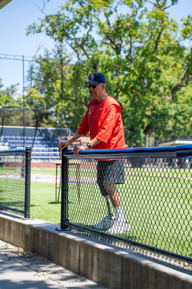 Assistant coach Tom Francois gives his final remarks of the season during the final meeting at Santa Rosa's Cook Sypher Field on Tuesday, May 14, 2024.