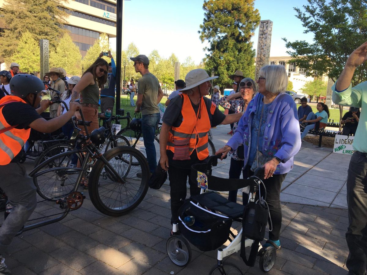 A team of 13 safety monitors on foot and bikes kept everyone hydrated and safe during the three-mile long march May 1 in Santa Rosa.