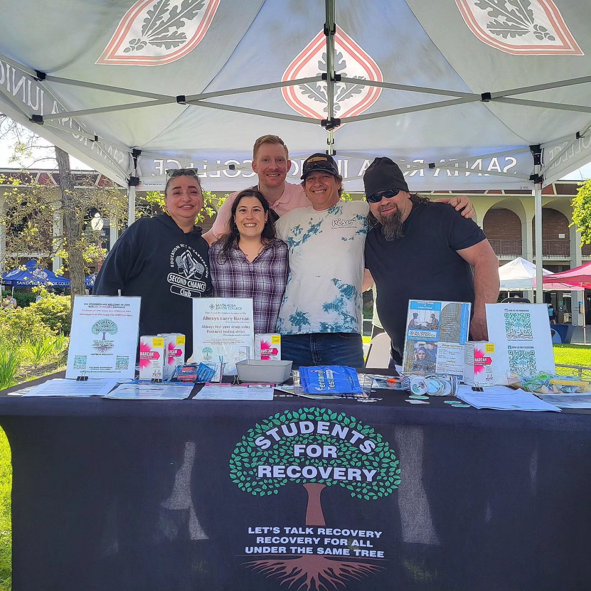 Left to right: Martha Piña, Tova Esbit, Max Kite, Dan Lionett, Kenny Hotchkiss and others have worked to bring harm reduction services to the SRJC campus. 