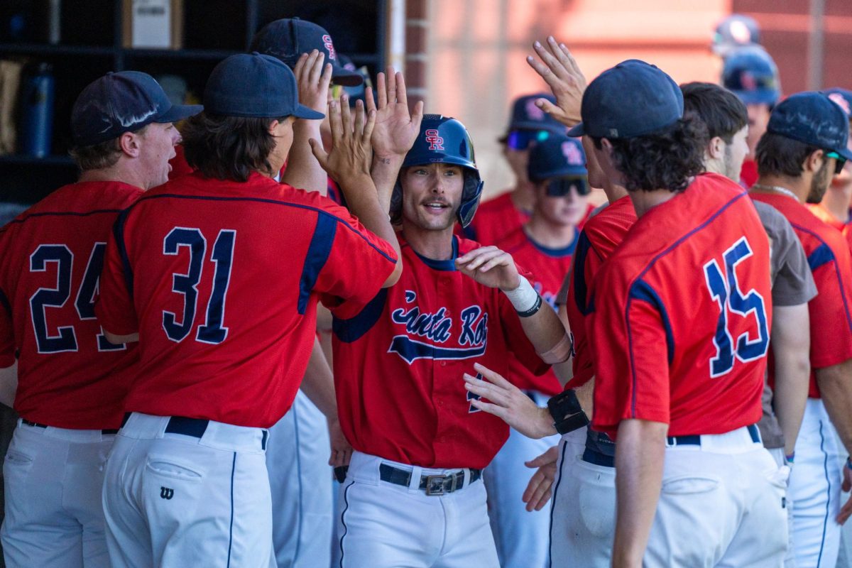 Catcher Cameron Duran scores on Leopard's single in the bottom of the third against College of San Mateo in the final game of the CCCAA Regional Playoffs at home on Friday, May 3, 2024.
