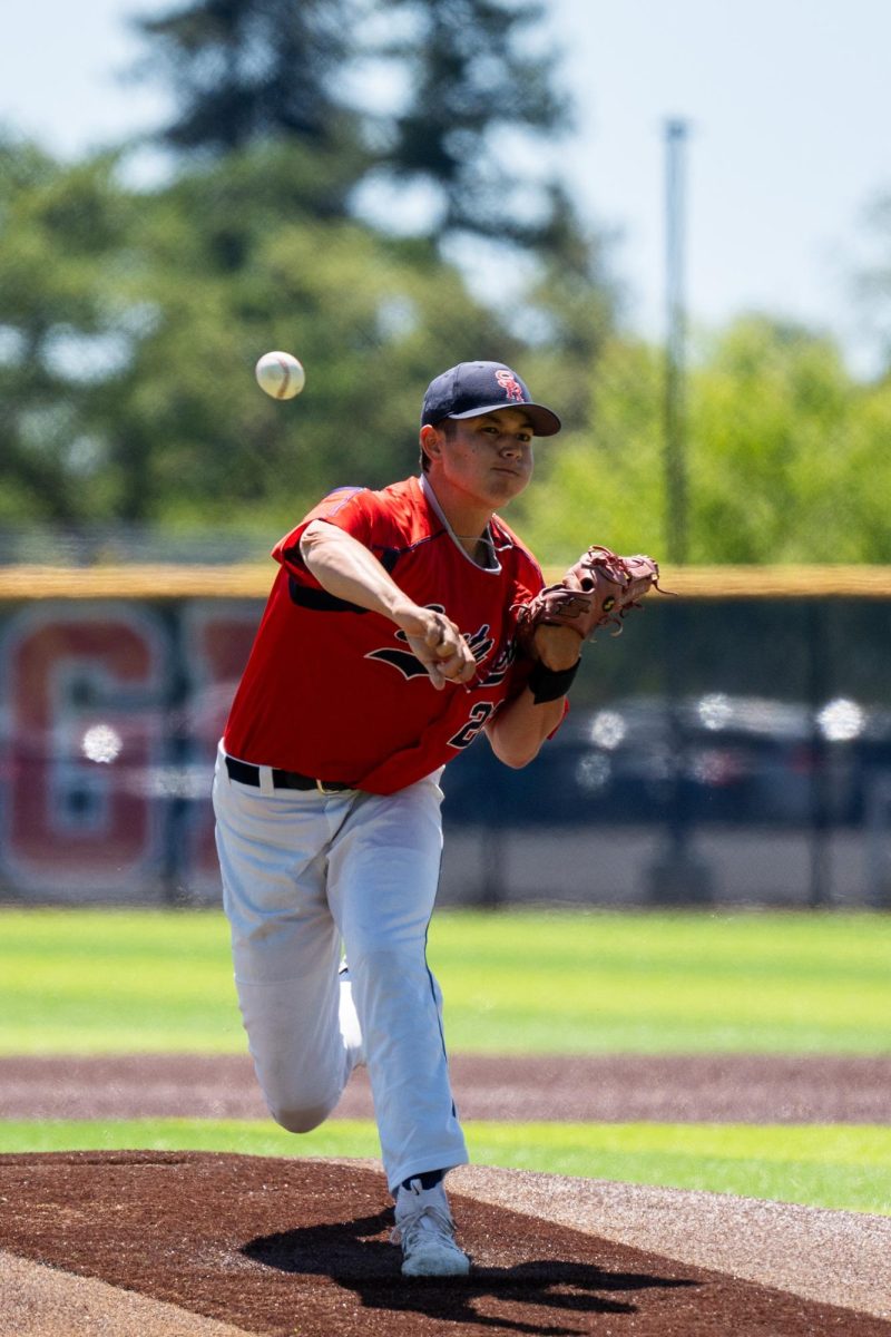 Pitcher Eli Yamanaka relieves Brice Cox in the bottom of the fifth against College of San Mateo in game 2 of the CCCAA Regional Playoffs at home on Friday, May 3, 2024.