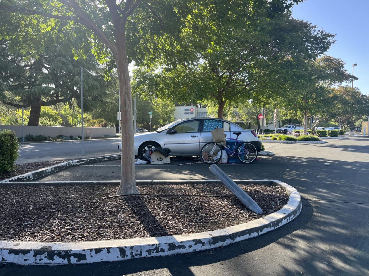 An unhoused individual’s car pictured off of Long Drive, Santa Rosa. 