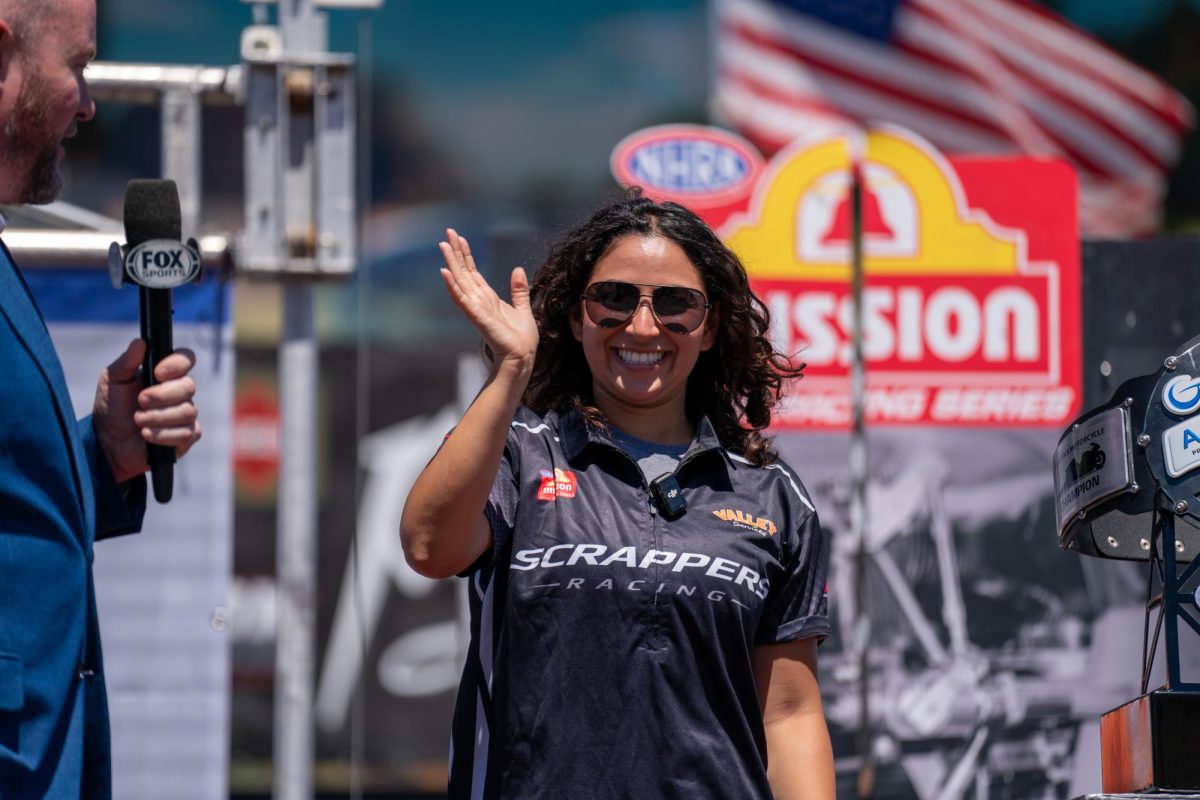 Bay Area Native and NHRA Pro Stock Motorcycle driver Jianna Evaristo on the GETTRX NHRA All-Star Pro Stock Motorcycle Callout stage at Sonoma Raceway on Friday, July 26, 2024 in Sonoma.