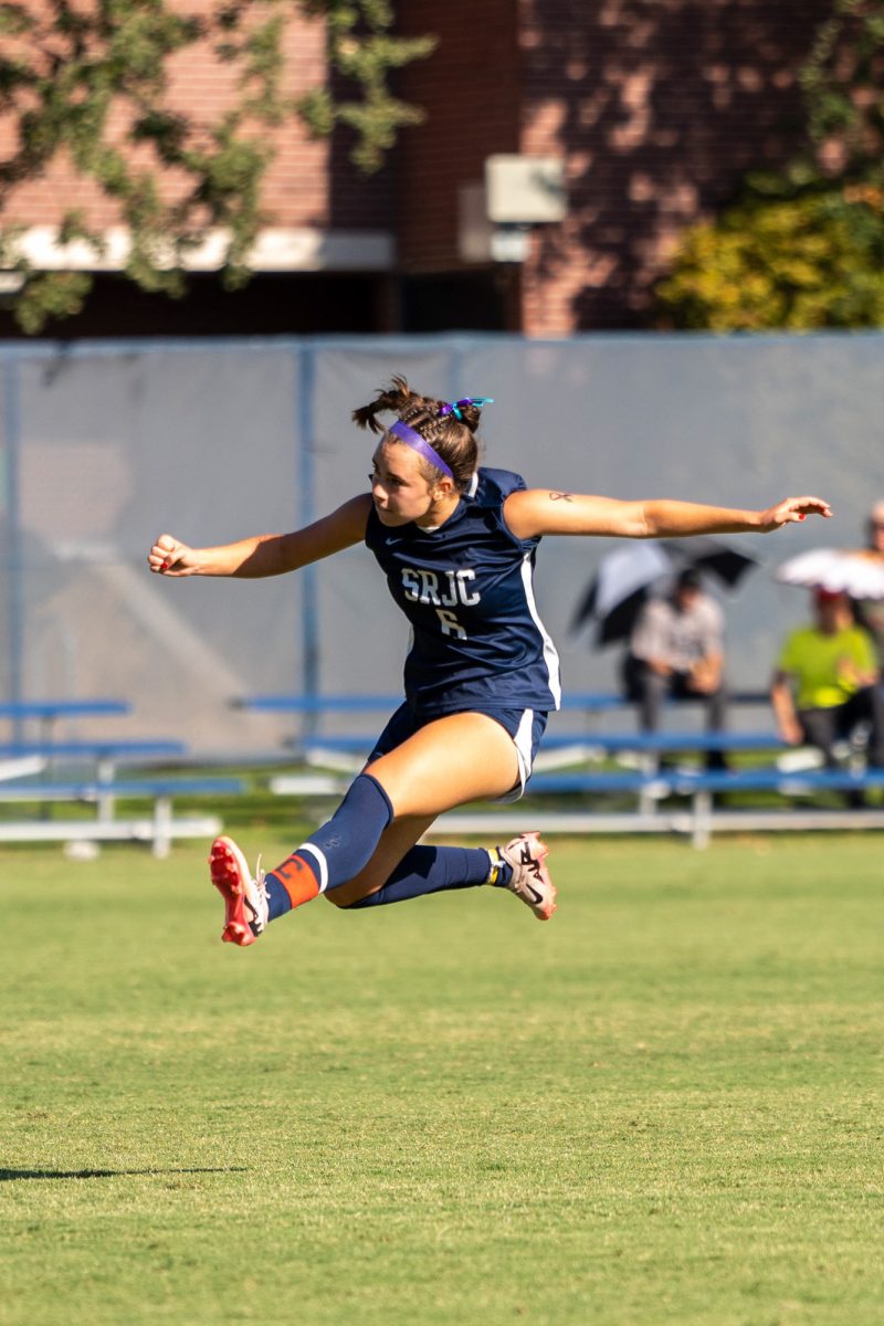 Santa Rosa’s midfielder/forward Olivia Hohnstein takes a long range shot against Hartnell on Sept. 24, 2024. 