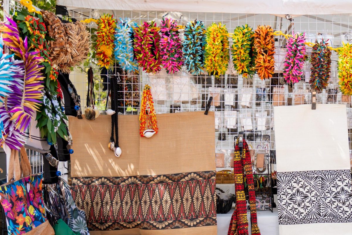 Floral headdresses, puka shells in various sizes and more are available at the Pacific Islander Festival in Rohnert Park on August 24, 2024.