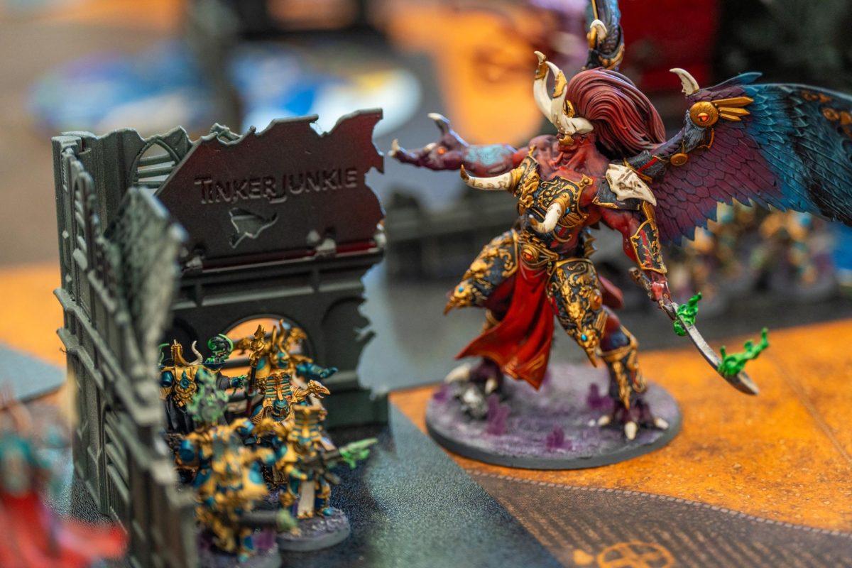 Pieces for the "Warhammer 40k" tournament are laid out on a table at Sonoma Con in Santa Rosa on Saturday, Aug. 31, 2024.