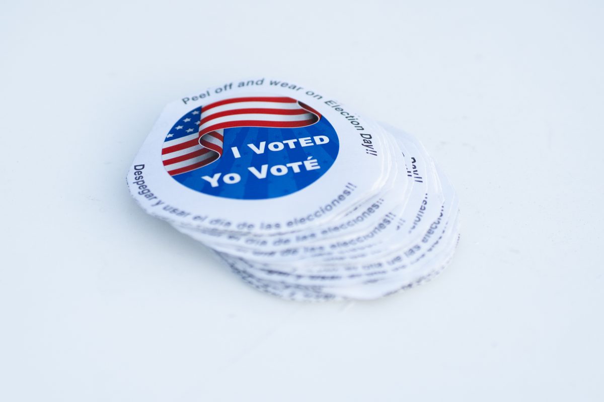 "I Voted" stickers on display at the Registrar of Voters in Santa Rosa during the November Presidential Election on Tuesday, Nov. 5, 2024