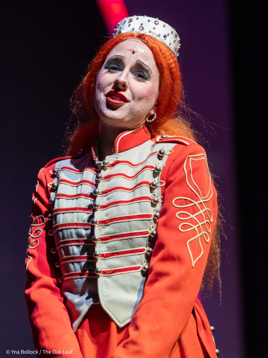 Dana "Collette" Van Meter as "Usherette" in SRJC's Fall 2024 production of The Rocky Horror Show in the Burbank Auditorium on Oct. 30, 2024.